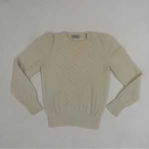 Vintage Brooks Brothers Italian Wool Angora Sweater Cream Button Shoulder